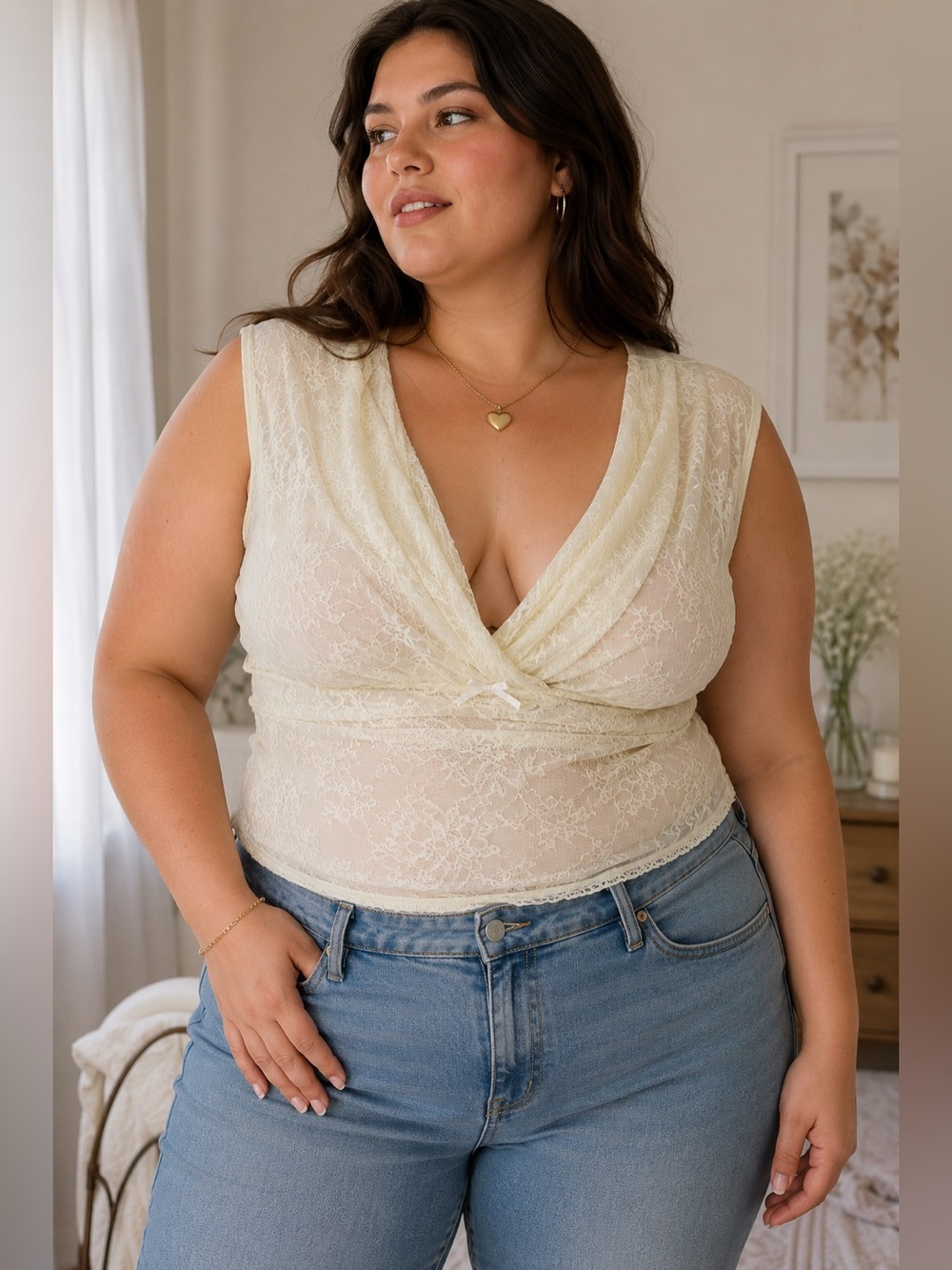 Cider Cream Lace Surplice Camisole Top Size 3XL Y2K Cottagecore Romantic